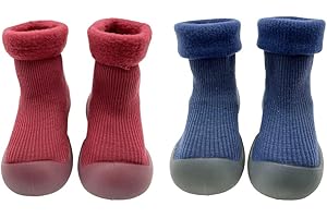FedMois 2 Paia Calzini Scarpe Invernali Termici Antiscivolo Calze a Pantofola Neonati Bimbi