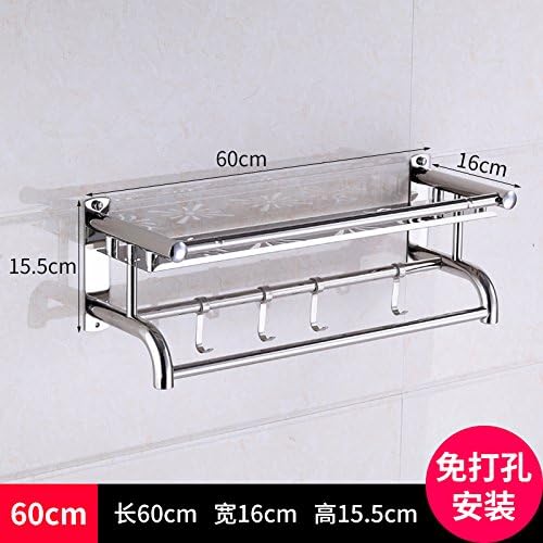 Rhhmjj Towel The Bathroom Shelf On The Wall With Hooks From The Punch 60*16*155Cm Towel Rails