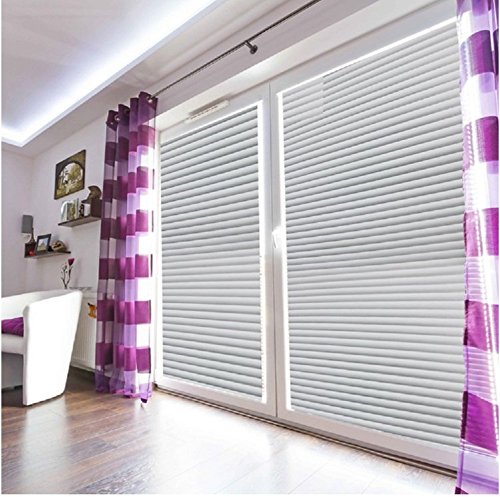 Tamia-Home Statische Fensterfolie 90% UV-Sonnenschutz Selbsthaftende Sichtschutzfolie Glasdekor „Jalousie“ P040 (90*150cm) - 3