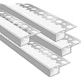4 Pack 3.3ft/1M Plaster-in Trim Edge Aluminium Profile with Milky Diffuser for 13mm LED Strip, LED Tile Plaster Aluminum Profile Channel for Wall and Ceiling