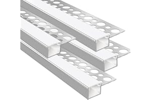 LEDLightsWorld Plaster-in LED Profile, 4 Pack 3.3ft/1M Aluminum LED Profile with Milky Diffuser for 13mm LED Strip, Trimless Plaster Profile Single Sides Channel for Wall and Ceiling