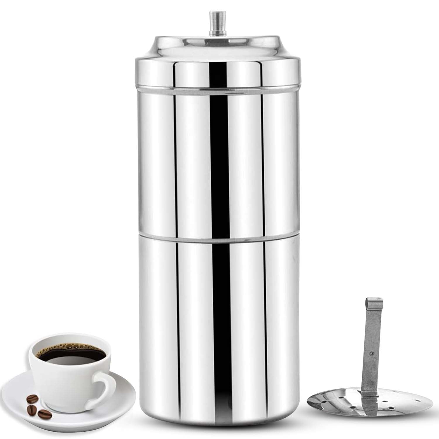PANCA Stainless Steel Filter Coffee Maker, Coffee Filter Big Size,8-10 cups, 600 ml