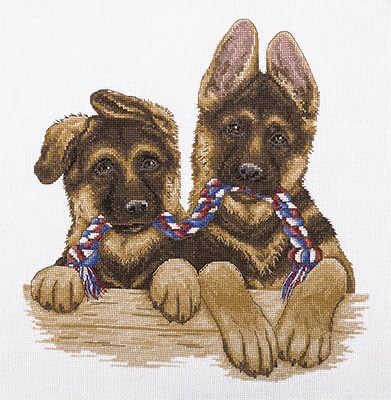 Adorable Alsation Pups Cross Stich Kit