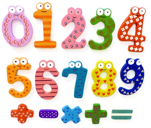 Funky Fun Colourful Wooden Numbers Set Including Arithmetic Symbols