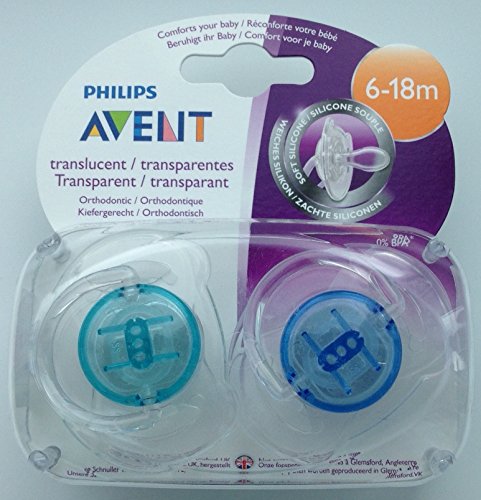 Avent Translucent Soother Twin Pack 6-18m (Turquoise / Blue)