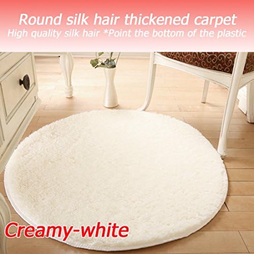 Round Floor Carpets Fitness yoga mats super soft silk non-slip thick mats (Creamy-white)