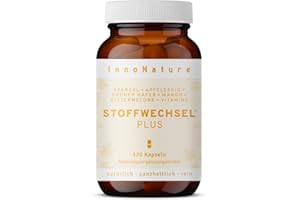 ‎INNONATURE InnoNature Stoffwechsel Plus Kapseln | aus Spargel, Apfelessig, Grüner Hafer, Hagebutte, Mango und Bittermelone | 120 Kapseln, inkl. Vitamin C aus Hagebutten Extrakt, 80 mg