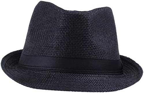 Toyobuy Children Trendy Fedora Sun Cap Beach Straw Panama Hat Black