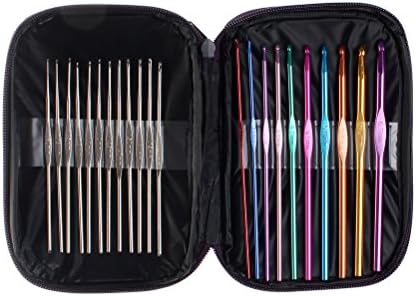 22 Pieces Crochet Hooks, Sicai Muti Coloured Aluminum Crochet Hooks Needles Set For Yarn Weave
