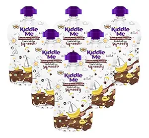 Kiddle Me Squeezy Fruit Puree Based Healthy Snack for Kids (120g-Pack of 6) |Milk Squeezy with Chocolate, Banana, Ragi | Healthy Fortified Snacks for Kids