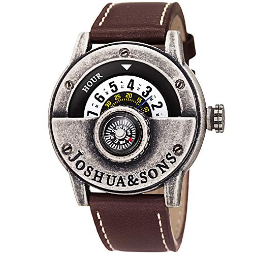 Joshua & Sons JX116SSBR Orologio da Polso da Uomo, Cinturino in Pelle, Marrone