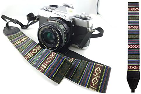 VINTAGE RETRO camera strap shoulder strap olive-green / strap shoulder strap for DSLR & compact cameras safer to wear shoulder pad / by MIND CARE ESSENTIALS (o / g)