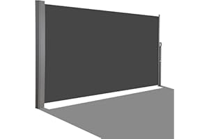 HOMEDEMO Seitenmarkise ausziehbar, 200 x 400+20 cm Anthrazit, Sichtschutz Sonnenschutz Markise, Windschutz Wasserdicht Seitenzugmarkise, Seitenrollo für Balkon, Terrasse, Garten