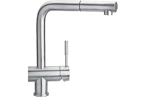 Miscelatore monocomando Plados Inoxa41s con canna a 90° e bocchetta estraibile