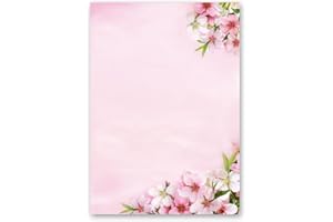 PAPER-MEDIA Papel de carta – Hojas estampadas FLORES DE MELOCOTÓN 100 hojas DIN A5