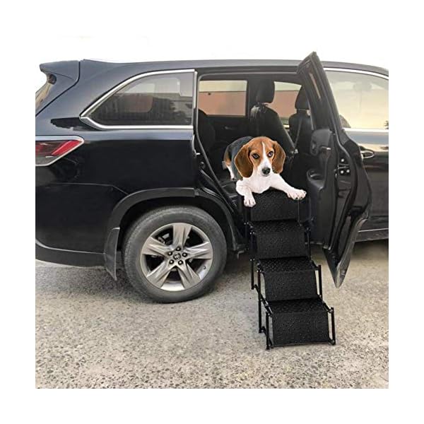 Upgraded Pet Dog Car Step Stairs, Accordion Metal Frame Folding Pet