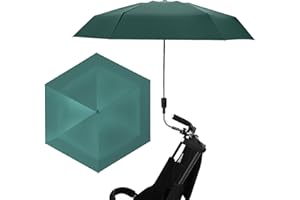 Liuyoyo Beach Chair Umbrella Clip on Stroller Parasol, 35.4in Umbrella with 360 Degree Adjustable Universal Clamp for Bleacher, Patio, Fishing, BBQ Parties, Trolley, Bike, Wheelchair, Chair(green)