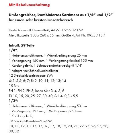 Würth Zebra Steckschlüsselsatz 1/4 + 1/2 Zoll Knarrenkasten 60 tlg. ( 0965 090 59 ) - 2