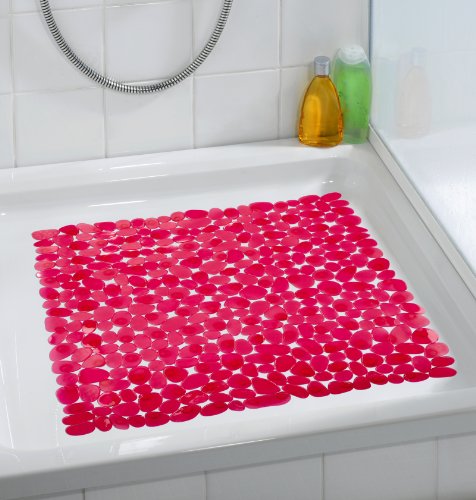 WENKO 20261100 Duscheinlage Paradise Red – Rutschstopp, Saugnäpfe, Kunststoff, Rot - 3