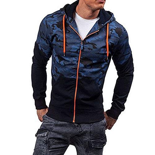 Preisvergleich Produktbild Fymia Herren Camouflage Zipper Pullover Langarm mit Kapuze Sweatshirt Tops Bluse
