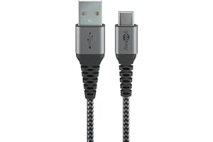 Goobay 49296 USB C to USB A Fast Charging Cable - 60W 20V Durable Textile, 480 Mbits for Samsung Charging 1m