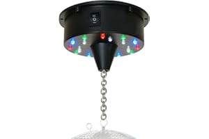 BEAMZ Fuzzix Moteur pour Boule à Facettes sur Batterie 18 LEDs, Mode Audio/Auto, Disco Ball, DJ Light Effect, Boule Discothèque, Moteur 3 Batteries, Sphère en PVC, Boule Décoration Miroir, Sphère Club