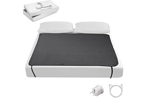 Earthing.es | Mat de Cama Grounding | Alfombrilla Earthing para Sueño Profundo, Reducir Estrés e Inflamación | Cubrecolchón Conductivo PU Seguro (Incluye Adaptador EU)