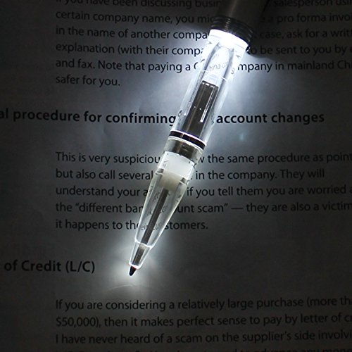 Glowseen LED-Licht Stift Light up Pen Licht für Nacht Schriftsteller mit extra Stift Minen,2per-pack,Weiß - 7