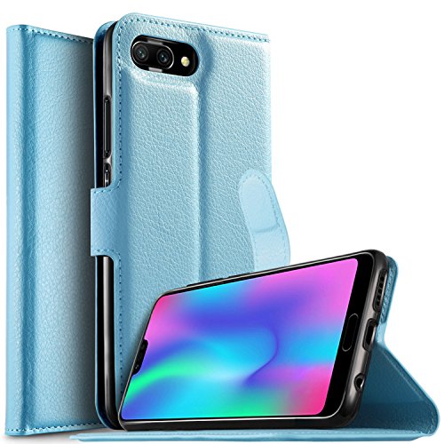 KuGi Honor 10 Custodia, Flip Cover Portafoglio Pelle Protective Wallet Custodia Morbido Caso Guscio con Stand per Honor 10(Blu)