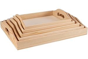 Ideen mit Herz Vassoi in legno | 5 pezzi in diverse dimensioni | vassoio da portata | decorazione da tavolo | decorazione | vassoio per decoupage | fai da te | artigianato | fai da te