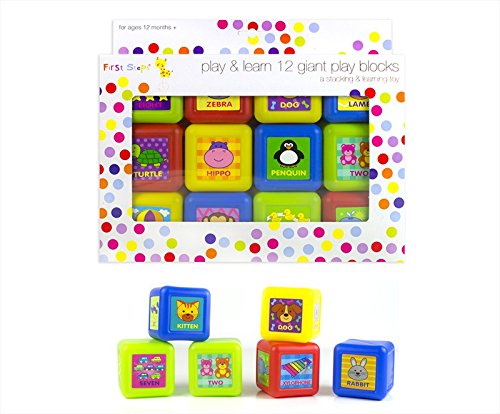 First Steps 12-Piece Giant Play and Learn Play Blocks (Multicoloured)