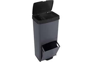 Jardin202 - Cubo de Basura o Reciclaje 70L Premium: 3 Compartimentos para Gestión Eficiente de Residuos | Ecológico. Duradero | 70 litros (Negro)