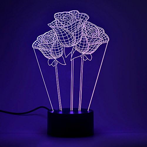 3D Optical Illusion Night Light,Touch LED Table Desk Lamp 7 Color Changing USB Charger Powered Touch Switch Desk Night Light for Kids Friends Gift(Flower)