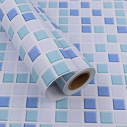 Hode Mosaïque Papier Adhesif Carrelage Autocollant Mural Imperméable Auto-adhésif en Mosaïque pour la Salle de Bain et la Cuisine (Bleu) Stickers Carrelage Carrelage Adhesif Mural 40X300cm