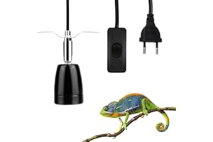 Udbrud Heiz Lampenfassung, E27 Keramik Reptilien Wärmelampe Lampenfassung mit Kabel, Wärmelampe Fassung Porzellanfassung 360° Drehbar Keramik-Heizlampe für Amphibien Aquarium Tiere