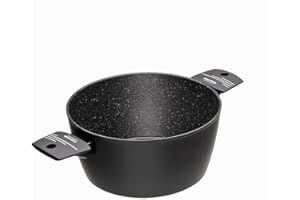 Moneta Yes! Casseruola 2 Manici, Per tutti i fuochi, inclusa l'induzione, Alluminio, Nero, 24 cm