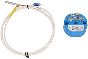 Dekaim Temperatur Messumformer, Temperaturtransmitter, -50~400 Grad PT100 Temperaturtransmitter DC24V Ausgang 0-10V Sensor, Blau