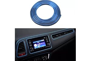 WOO LANDO Auto Zierleiste -DIY Innenraum Dekoration Flexible Streifen mit Werkzeug - einfach und ohne Vorkenntnisse - passend für alle Automarken - 5m Rolle (BLAU METALLIC)