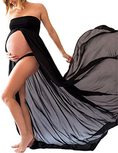 Zexin Pregnant Women Strapless Gown, Sexy Pregnant Women Photography Props Split Front Off Shoulder Dress For Pregnant Women Photos Shoot