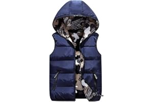 Stillshine Infantil Chalecos Niños Niñas Sin Mangas Chaquetas Plumón con Capucha Camuflaje Trajes Reversible Abrigos de Otoño e Invierno Chaquetas Deportivas 3-16 Años