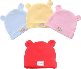 DYLISEA Cappello Bambino Unisex Berretto Neonato in 100% Cotone Essenziale  per Neonato Ragazzi Ragazze,Cappello da Bambino con Orecchie da Orso E  Bowknot lencicol Accessori per bambina Abbigliamento
