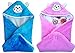 Brandonn Combo Of 2 New Born Baby All Season Use 3 In 1 Baby Wrapper Or Blanket Cum Sleeping Bag Cum Beeding(0-4Months)(Pink & Blue) RS.414.00
