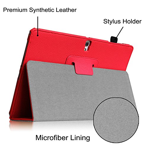 Fintie Samsung Galaxy Tab S 10.5 Hülle Case – Slim Fit Folio Kunstleder Schutzhülle Cover Tasche mit Ständerfunktion für Samsung Galaxy Tab S T800 T805 (10,5 Zoll) Tablet (mit Auto Schlaf / Wach Funktion), Rot - 3
