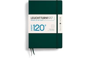 LEUCHTTURM1917 370342 - Cuaderno (A5), 120 g/m², tapa dura, 203 páginas numeradas, color verde bosque, a rayas, color verde