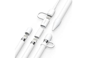 elago Set Protección Lápices Compatible con Apple Pencil 1.ª Generación, [Soporte para Tapa, Reemplazo de Tapa, Correa Adaptadora de Cable Carga, Cubierta para Punta] 4 Artículos Incluidos (Blanco)