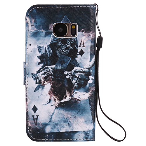 Feeltech Samsung Galaxy S7 Hülle PU-Leder und Brieftasche Bunte Muster Fall mit Magnetverschluss, Hybrid-Kickstand mit Stand-Funktion, schlagen Sie schützende weiche TPU Stoßstangenabdeckung und Kreditkartenhalter für Samsung Galaxy S7 Handgelenk Bügel-Buch-Art-Geldbeutel-Tasche mit 2 In 1 Berühren Sie Stift – Schürhaken - 3