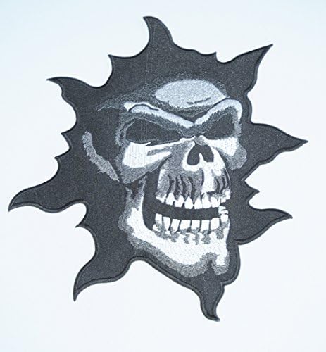 LOS SICARIOS SILENT SKULL LONE RIDER Embroidered iron on patch (large size 26cm x 23cm).Sold by deal from home, next day delivery , sent from u.k