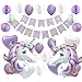 Produktbild Einhorn Party Dekorationen Happy Birthday Girlande Einhorn Luftballon Deko Party Zubehör Kinder Geburtstag Set Stoff Banner Ballons Dekoration, Geschenk für Mädchen