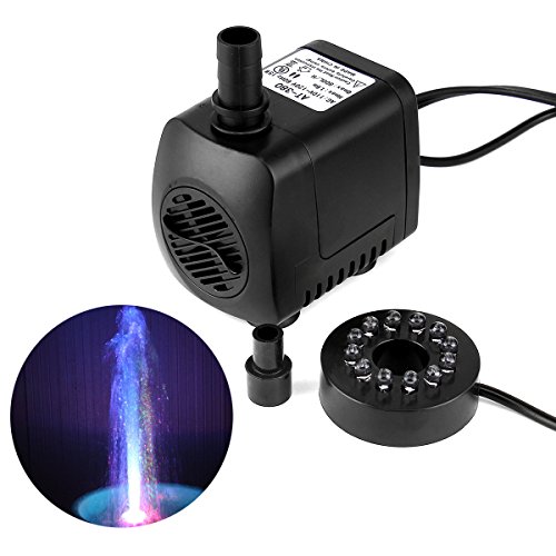 Tauchwasserpumpe , SOONHUA Unterwasser Wasserspielpumpe Wasser Pumpen Garten Tauchpumpen Brunnen Gartenteich Springbrunnen Pumpe mit bunten LED Licht Beleuchtung (Pattern 2) - 4