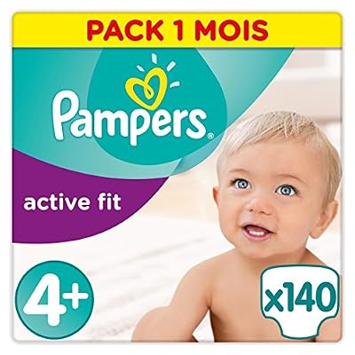 Pampers - Active Fit - Couches Taille 4+ (9-18 kg) - Pack 1 mois (x140 couches)
